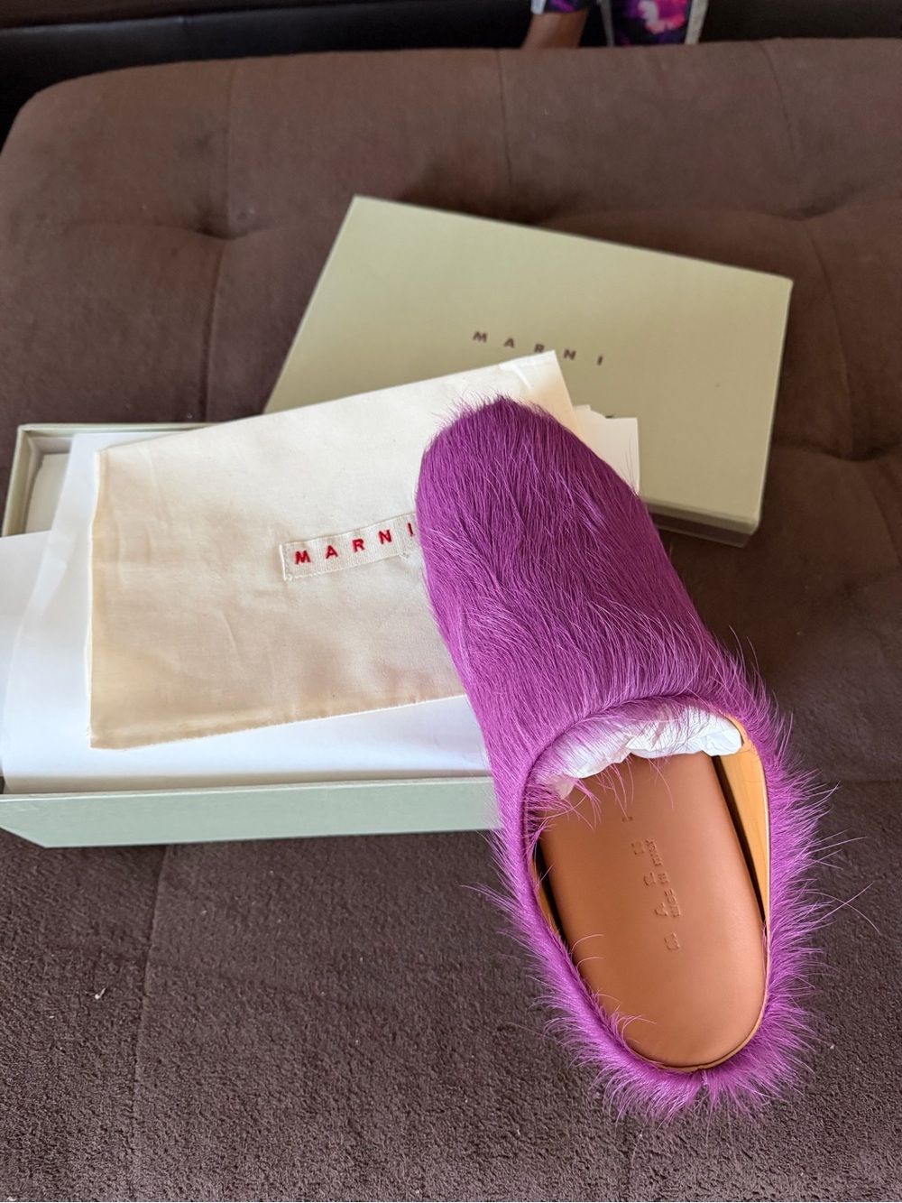 Marni Purple Fur Slide Mule